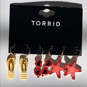 Torrid Flip Flop Heart Sunglasses Starfish Vacation Gold Hoop Earring Set NWOT